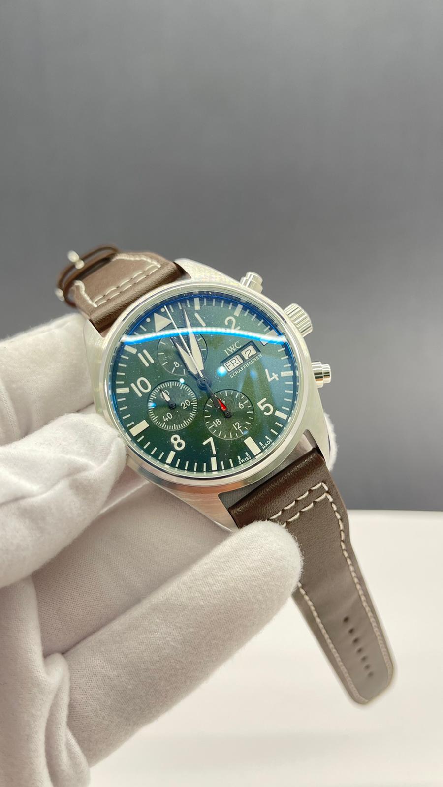 IWC Pilot  Yeşil Kahve Kordon Otomatik Pilot Saat Iwc Pilot Model L-793